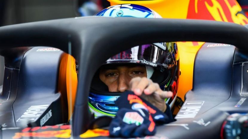 Ricciardo in the cockpit of the Red Bull